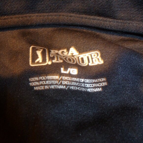 PGA Tour Men's Golf Performance 2 Button Placket Polo Shirt Black/ gray  Sz L - Picture 7 of 11